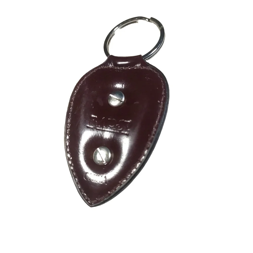 Barse Brown Leather Silver Tone Elephant Keychain
